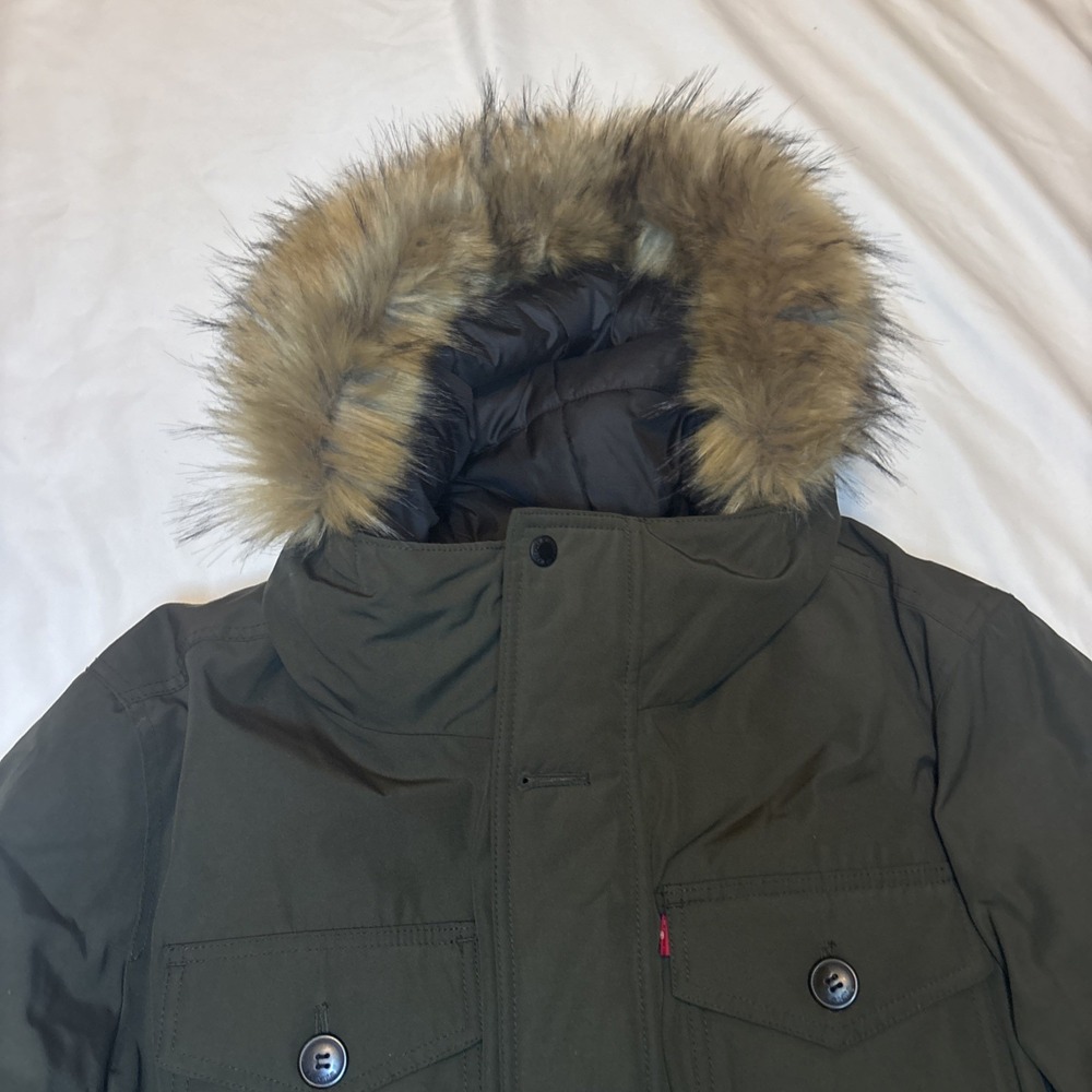 Levis‎ Jacket Mens XLarge green  Faux Fur Hood Parka Coat Winter - Picture 2 of 16